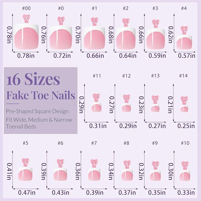 AddFavor 160pcs French Tip Toe Nail Press ons - Pink Press on Toenails for Women, Full Cover Toe Press on Nails with Adhesive Tabs, Fake Toenails Tips