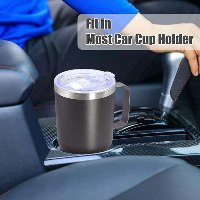 20 oz Tumbler with Handle Coffee Tumblers with Lid Travel Mug Grey 1P | 20oz Tumblers with Handle Double-Wall Insulated Vacuum Coffee Mugs Stainless Steel Tumbler with Handles&Lid Grey 1P