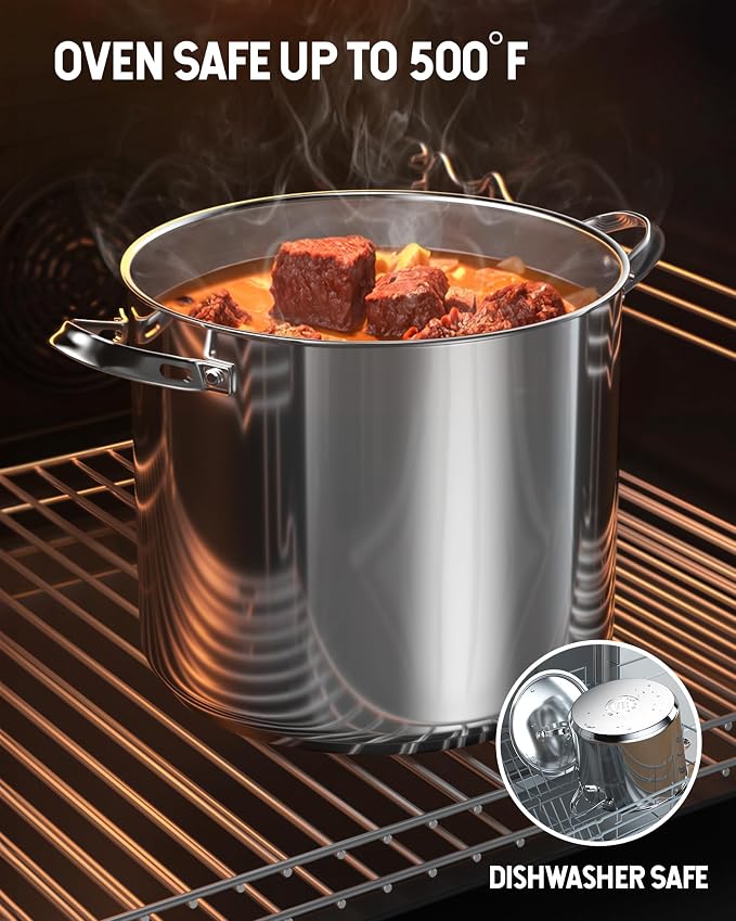 Cooks Standard Commercial Grade Stock Pot - Jumbo Deep Stainless Steel Pot | 20 Quart Stainless Steel Stock Pot with Lid, Heavy Duty Large Cookware for Batch Cooking, Broth, Lobster Boils, and Catering