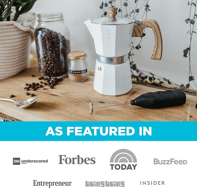GROSCHE Milano Stovetop Espresso Maker Moka Pot 6 espresso Cup 9.3 oz White | Cuban Coffee Maker And Italian Moka Pot For Stovetop Espresso; For Gas, Electric, And Propane Stoves With A Soft-Touch Handle
