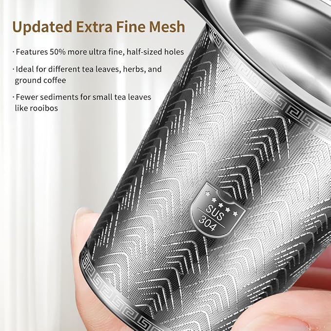 2Pack Stainless Steel Tea Strainers for Loose Tea Infuser, BOMANSI BOMS Extra-Fine Mesh Tea Infuser for Loose Leaf Tea, Tea Holder Loose Leaf Tea Steeper, Tea Diffuser for Rooibos, Black Tea, Herbal
