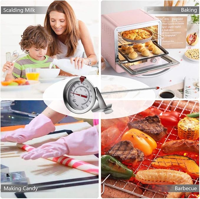 Deep Fry Thermometer with Instant Read,Oil Thermometer(2-Pack),12” Stainless Steel Stem Meat Cooking Thermometer,Best for Turkey,BBQ,Gril