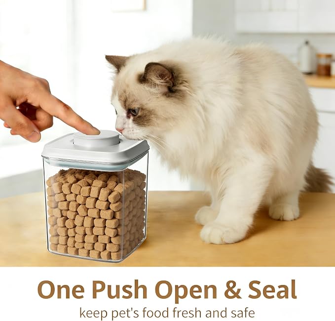 Airtight Dog Food Storage Container, 2.8 QT, One-Touch Pop Lid, BPA-Free | Clear Stackable Canister for Pet Food & Cat Treats