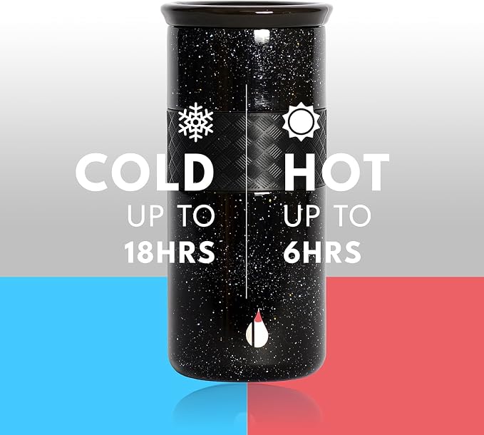 Elemental Artisan 16oz Triple-Wall Insulated Coffee Tumbler w/Ceramic Lid | Triple Wall Coffee Travel Mug, Reusable Stainless Steel Coffee Tumbler; Thermal Coffee Cups for Hot (6 Hrs) & Cold (18 Hrs)