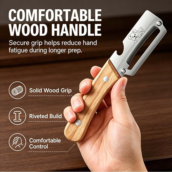 Vegetable Peeler,Stainless Blade,Wooden Handle,Veggie Potato Apple | 2-in-1Multifunctional Peeler,Anti-slip,Zero Snag,Sharp Blade,Built-in Bottle Opener for Fruit Pumpkin Carrot Kitchen Tool