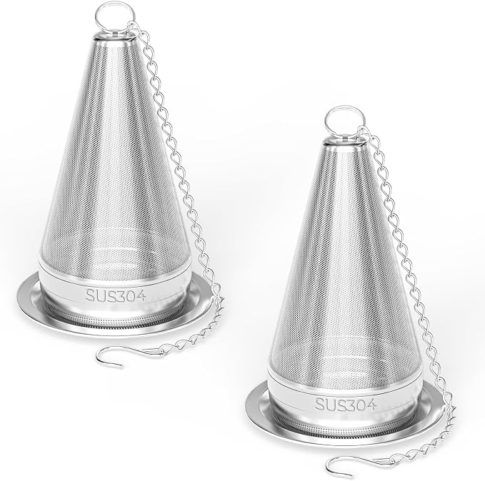 2 Pack 304 Stainless Steel Tea Infuser for Loose Leaf Tea | 1.8” x 3” Cone Tea Strainer Fine Mesh, Loose Leaf Tea Steeper with Drip Trays, Tea Ball for Cup Mug Teapot Bottle Kettle