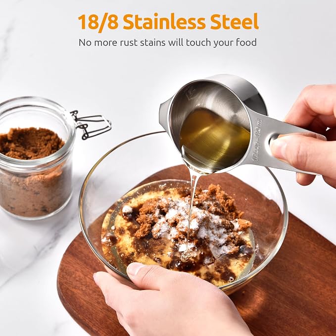 U-Taste Measuring Cups and Spoons, 18/8 Stainless Steel Measure Set of 12 | Metal Measuring Cups Spoons, Stackable Teaspoon Tablespoon Scoop Food Portions, Kitchen Gadgets for Dry & Liquid Ingredient