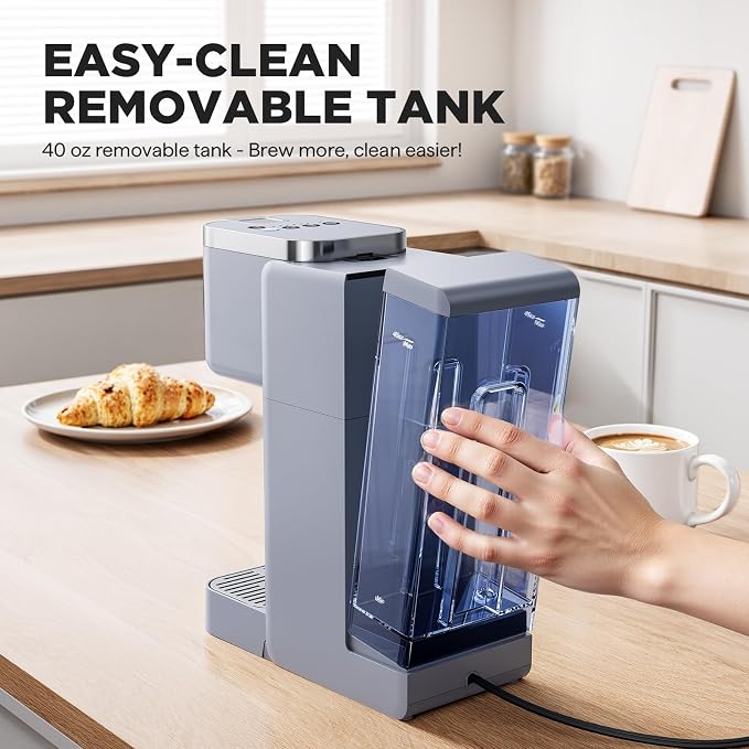 Tastyle Single Serve Coffee Maker for K Cups and Grounds with 3 Brew Styles | 40oz Removable Water Tank, 6 to 24oz Brew Size, Compact Design, Fits 7.3" Travel Mug, for Home, RVs and Office, K330IC, Gray