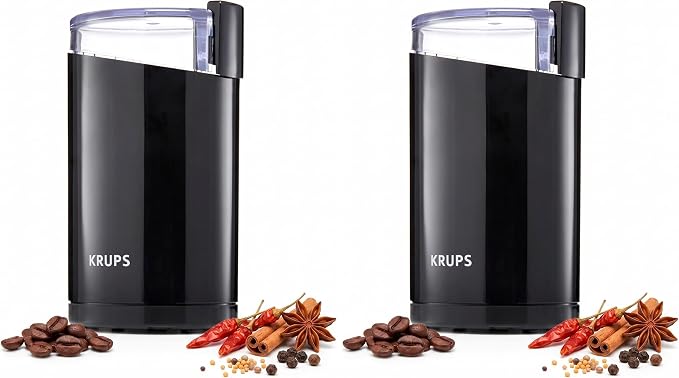KRUPS Electric Coffee Grinder, Stainless Steel Blades, Black | 3 oz Capacity | 200W Motor | For Coffee Beans, Herbs & Nuts | Pack of 2