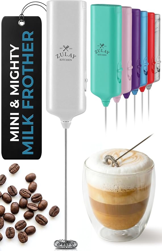 Mini & Mighty Milk Frother Wand – Powerful Handheld Coffee Frother, Battery Operated Drink Mixer – Compact Pocket Size – Detachable Whisk for Latte, Cappuccino, Matcha, Hot Chocolate