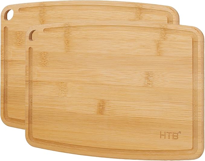 HTB Bamboo Cutting Board for Kitchen Wooden Chopping Board, Mini 2PCS | Lightweight, Solid, Small, 2Pcs Sets, Bamboo, Sandwich Boards, Serving Boards, Breakfast, Machine wash