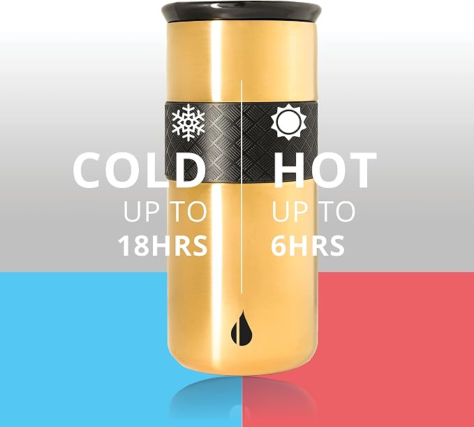 Elemental Artisan 16oz Triple-Wall Insulated Coffee Tumbler w/Ceramic Lid | Triple Wall Coffee Travel Mug, Reusable Stainless Steel Coffee Tumbler; Thermal Coffee Cups for Hot (6 Hrs) & Cold (18 Hrs)