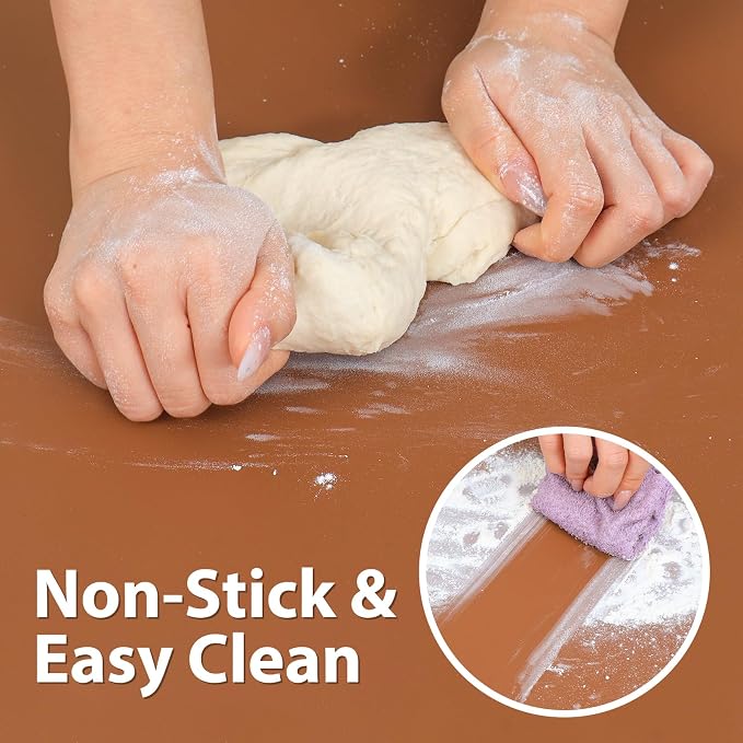 Super Kitchen Food Grade Silicone Extra Large Pastry Mat Baking Mat | 23.4 By 15.6 Kitchen Table/Countertop Protector/Non Stick Pastry Baking Placemats Silicone Pad Crafts Inches Chocolate
