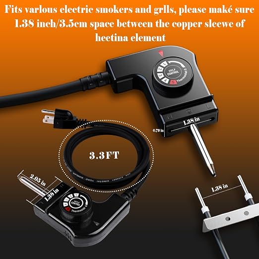 Electric Skillet Cord Replacement with Bella, Masterbuilt, Hamilton Beach etc Griddle, Adjustable Thermostat Power Cord for Grills, Griddles, and Smokers
