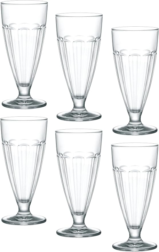 Bormioli Rocco Rock Bar 12.5 oz. Dessert Glass for Ice Cream Sundaes, Milkshakes, or Smoothies, Set of 6, Clear