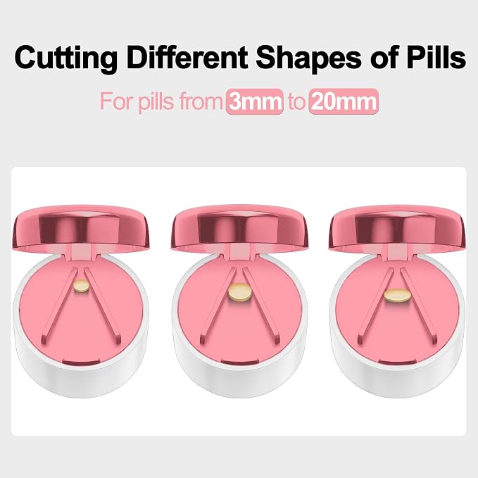 DUBSTAR 3-in-1 Pill Crusher Fine Powder Pill Grinder Pill Cutter Pale Pink | Pill Crushers for Elderly and Pet with Pill Storage and Brush, Pill Splitter for Small or Large Pills
