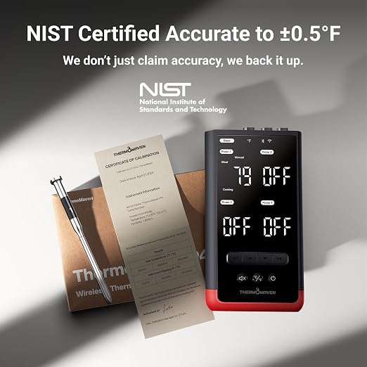 ThermoMaven WiFi Wireless Meat Thermometer, 4 Probes, Smart Base, 6 Sensors | Unlimted Monitor Range via APP, Commercial-Grade NIST Certified Accuracy, for Restaurant Kitchen, BBQ/Grill/Oven