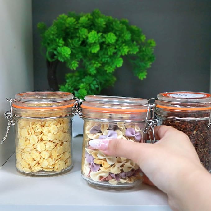 8 oz Glass Jars with Lids, 6 Pack Small Glass Jars with Airtight Lid | Overnight Oats Containers with Lids, Glass Spice Jars with Airtight Lids for Kitchen Canning, Honey, Nuts, Snacks, Jelly