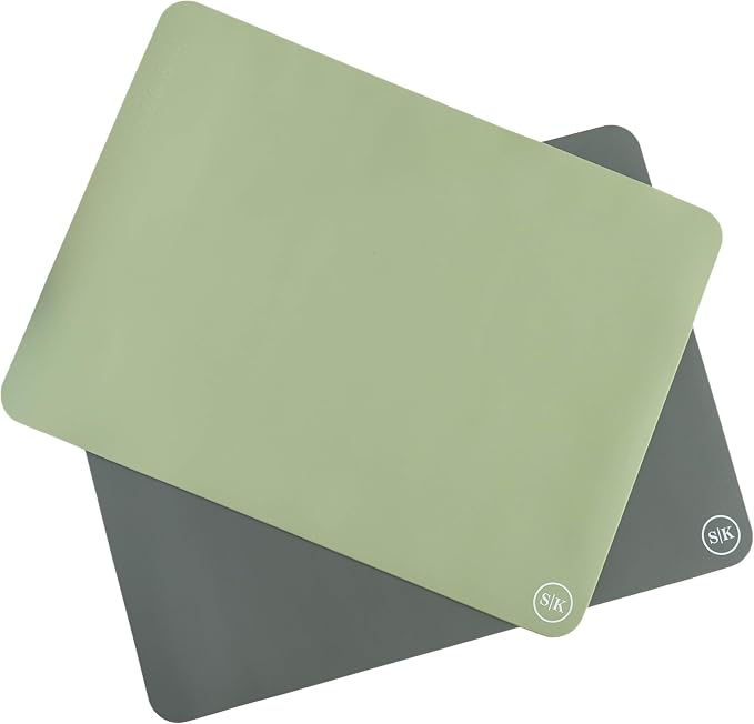 Silicone Oven Baking Mats BPA Free, Extra Thick, Half Sheet 16 in by 11.75 in, Set of 2, Green and Gray