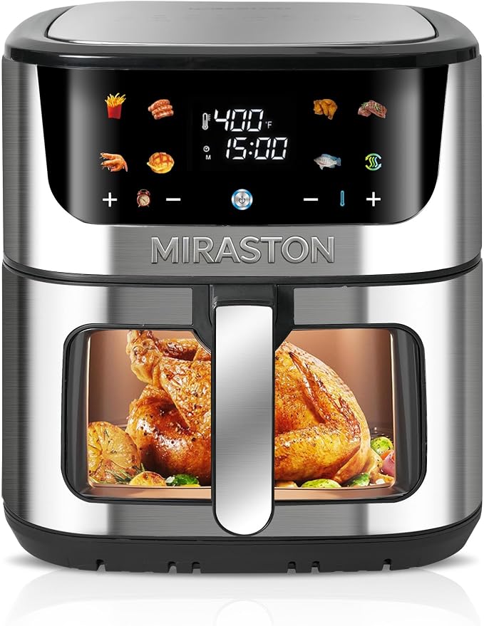 8.5QT Digital Air Fryer, XL Stainless Steel Oven for Family Meals | FAMILY SIZE: Large capacity air fryer for 4-8 people; PFAS-free coating, healthy & fast cooking，effortless dishwasher clean.