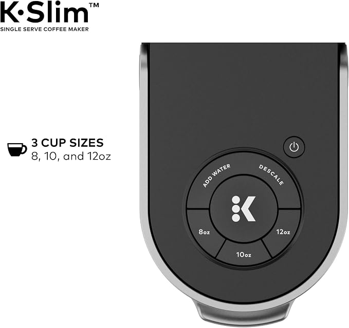 Keurig K-Slim Single Serve K-Cup Pod Coffee Maker, Multistream Technology, 3 Brew Sizes, Slim and Sleek Design, 46oz Removable Reservoir, Black | Multistream Technology, 3 Brew Sizes, Sleek Design, Removable Reservoir