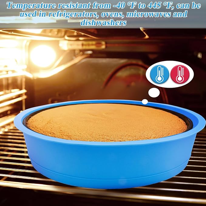 Cheesecake Pan Protector Silicone 9 Inch Cake Pan Springform Pan Protector Non-Stick BPA Free Cheesecake Water Bath Pan, Prevent Water from Entering the Spring Form Pan (Blue)