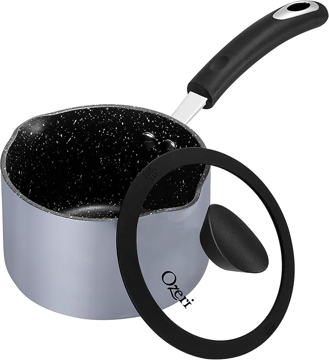 The All-In-One Stone Saucepan and Cooking Pot By Ozeri | Utilizes A Stone-derived Coating From Germany That Is 100% Free of APEO, GenX, PFBS, PFOS, PFOA, NMP and NEP
