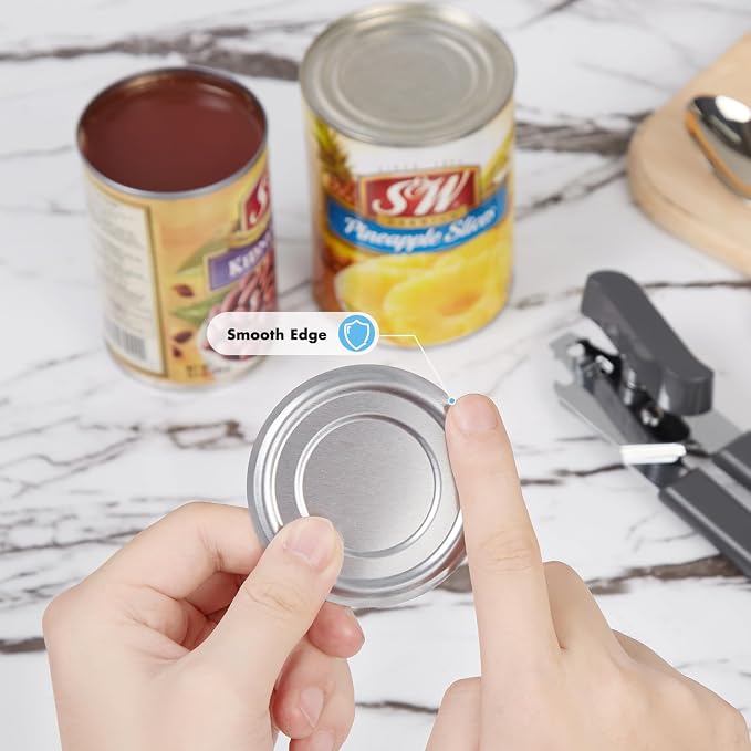 Can Opener Manual, COKORA Can Openers Hand Held with Comfort Anti-Slip Handles, Heavy Duty Stainless Steel Can Opener Smooth Edge and Bottle Openers, Easy Turn Can Openers for Seniors, Kitchen, Gray