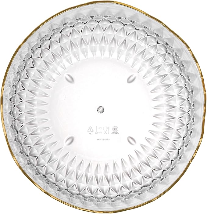 Frcctre 4 Pack 70 Ounce Small Clear Plastic Serving Bowls, 8 Inch Round Plastic Salad Mixing Bowl Reusable and Disposable Catering Bowls for Party, Salad, Fruit, Snack, Chip, Popcorn