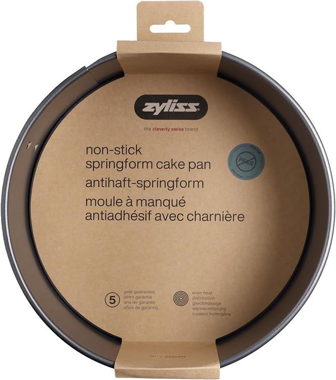 Zyliss Springform Cake Pan - Easy-Release Design for Cheesecakes, Tortes & Layered Desserts - ILAG Nonstick Coating for Quick Clean Removal - 8 Inch