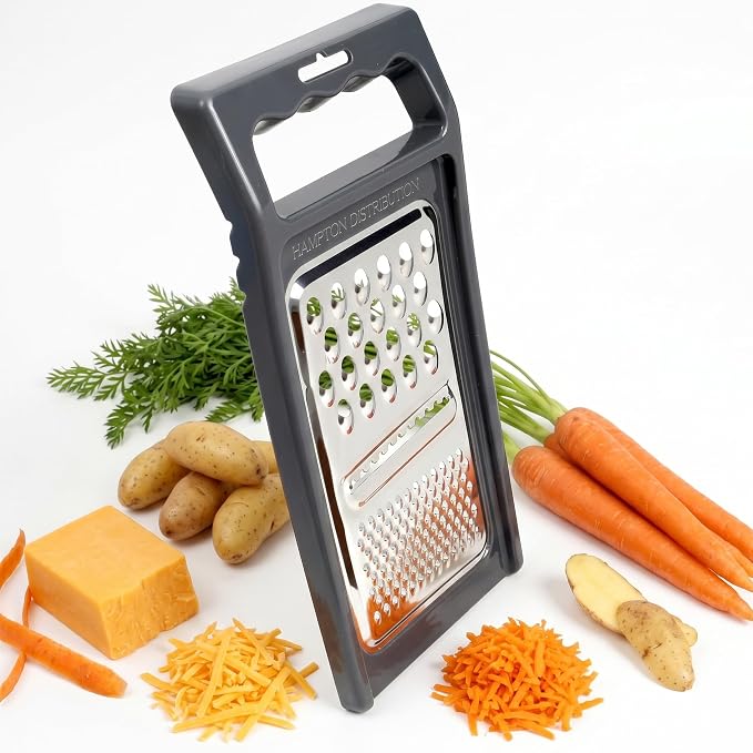 Cheese Grater with Handle, Stainless Steel, Cheese Shredder, Fruit and Vegetable Zester, Multifunction Kitchen Tool, Hampton Distribution