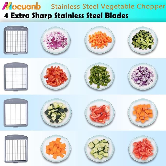 Vegetable Chopper Veggie Cutter Onion Food Potato Tomato Dicer With Blade | Stainless Steel Construction, Fruit Potato Salad Dicer, Dishwasher Safety, Easy Cleaning, Safety Hand Guards