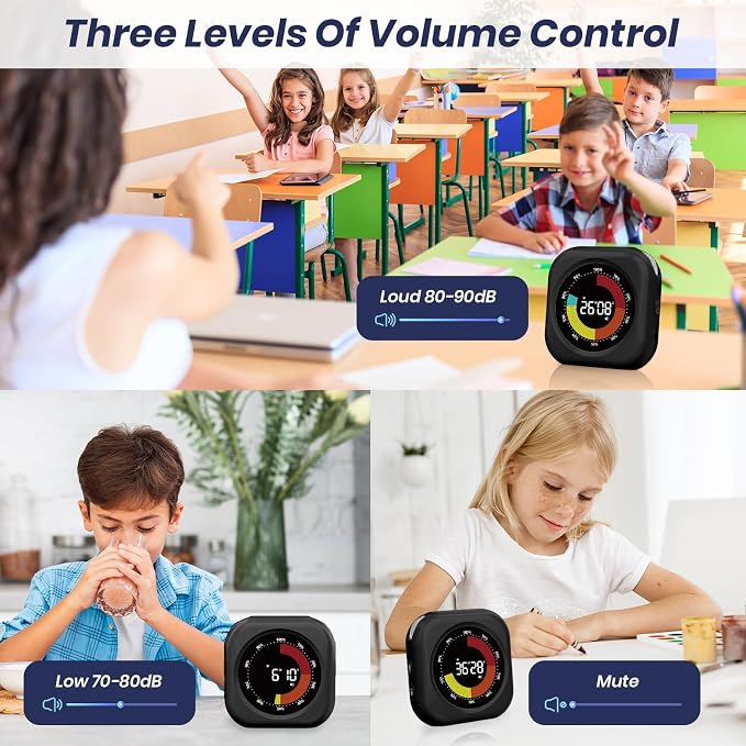 PERSUPER Visual Timer for Kids, Rechargeable 10-Hour Countdown/Up Timer | with 3 Volume Levels, 3 Brightness Display, and Magnetic, Homeschool Study Tool, Large Digital Timers for Classroom, Kitchen
