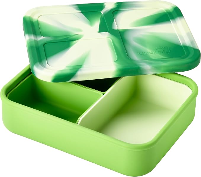 LunchBots Build a Bento 32 oz Platinum Silicone Divided Lunch Box Green