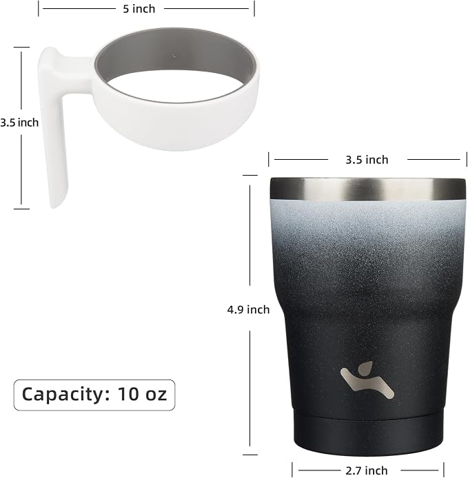 Konokyo 10 oz Tumbler with Handle and Straw, Insulated Travel Mug | Day Night; BPA-free, leak-proof tumbler with 2 lids, 2 straws, cup holder fit for coffee, office, travel & daily use