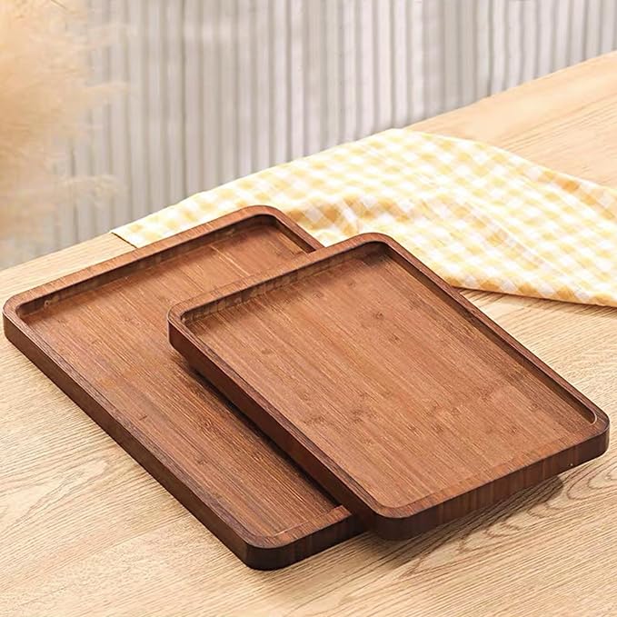 XZHXFX Bamboo Serving Tray, Brown, Large, | Food Tray for Breakfast,Coffee Table,Dinner & Bar, Decorative Tray for Kitchen, Bedroom