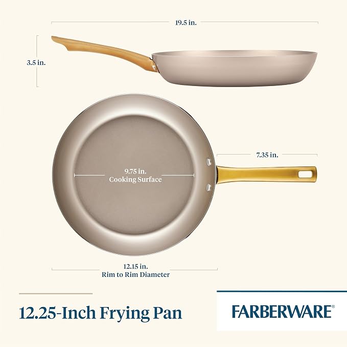 Farberware Radiant Frying Pan, Dishwasher Safe, Skillet (12.25-Inch), Champagne