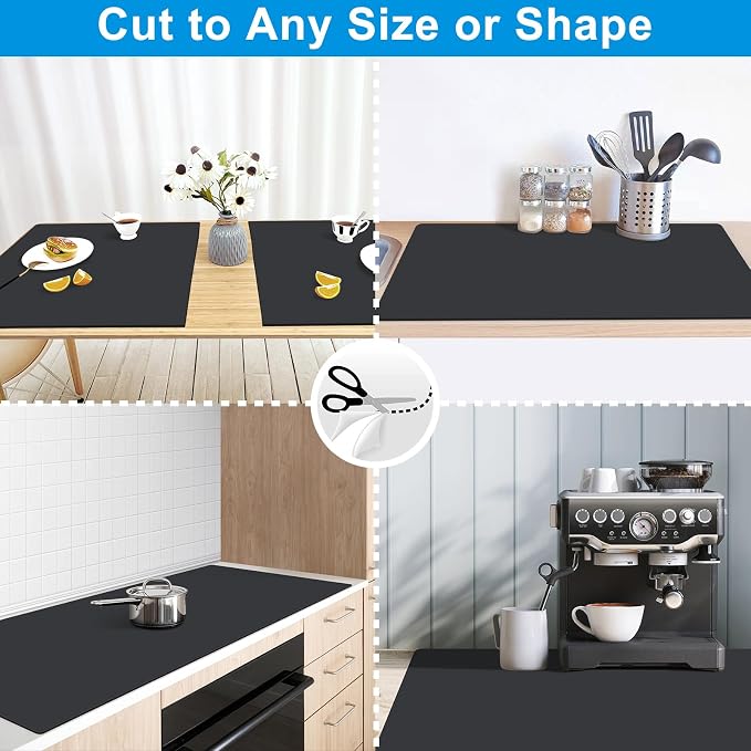 Extra Large Silicone Mat 78.74”x19.69”x0.08”, Multipurpose Silicone Mat Thick Heat Resistant Mat Shipped Rolled Up Kitchen Counter Mat Nonslip Silicone Mats for Kitchen Counter Black | Thick Nonslip Silicone Counter Mat, Waterproof Kitchen Countertop P...