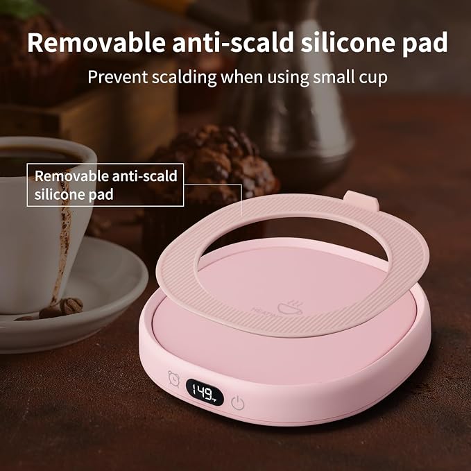Coffee Mug Warmer & Not A Day Mug Set, Coffee Cup Warmer for Desk | Smart Beverage Warmer Plate for Coffee,Tea,4 Temperature Setting,8-Hours Auto Shut Off,14oz Mug with Spoon & Lid Included
