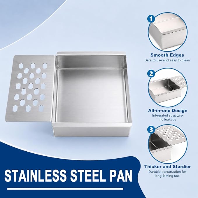 Grease Catch Pan & 10 Liners for Electactic G31PRO, Stainless Steel | Grease Tray Replacement Grease Pan with 10-Pack Aluminum Drip Pans Liner, Heat-resistant, Leak-proof
