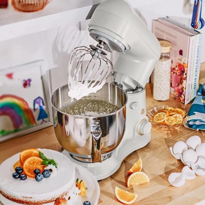 5.3 Qt Stand Mixer, 300W Electric Kitchen Mixer with 12 Speeds, Tilt Head Design, Stainless Steel Bowl, Dough Hook Whisk Beater Splash Guard (White Icing)