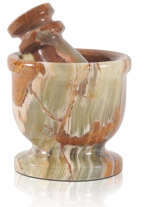 Radicaln Marble Mortar and Pestle Set Small Spice Grinder & Herb Grinder | Handmade Green Onyx Marble, 2.5 Inches, Garlic Crusher, Pill Crusher, Kitchen Counter Decor, Gift Ready