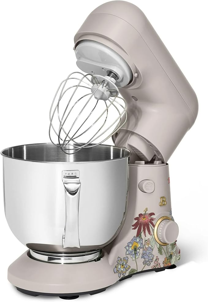 5.3 Qt Stand Mixer, 300W Electric Kitchen Mixer with 12 Speeds, Tilt Head Design, Stainless Steel Bowl, Dough Hook Whisk Beater Splash Guard (Wildflower Porcini Taupe)