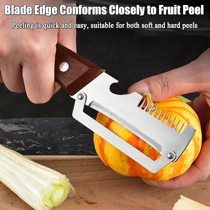 Vegetable Peeler - Wooden Handle Stainless Steel Multi-functional Peeler