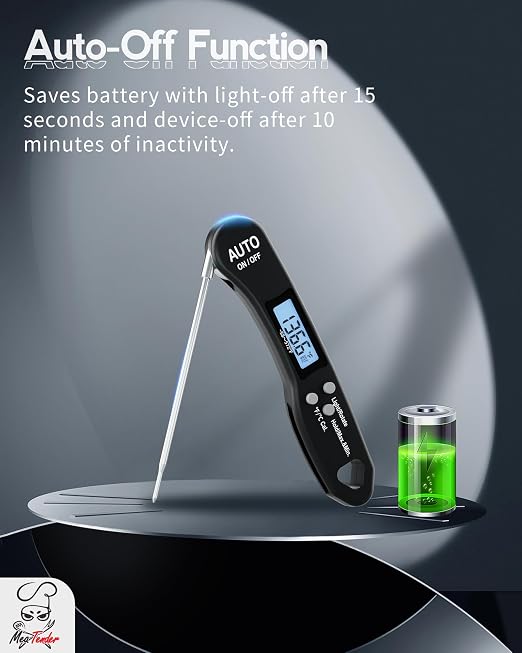 5 PCs Fast 1.2s Instant Read Meat Thermometer for Grilling & Smoking, ±1°F Accuracy with Calibration, Reversible Backlit LCD for Left/Right Hand, Magnetic Digital Food Thermometer for BBQ, Candy, Oil