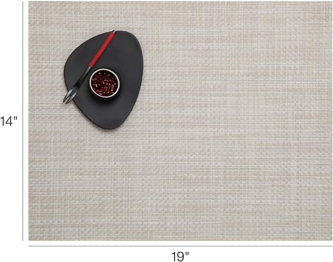 Chilewich Basketweave Placemats, Woven Rectangle Placemats Set of 4 | Reusable, Stain-Resistant, Indoor/Outdoor Tabletop Protection, Khaki, 14" x 19"