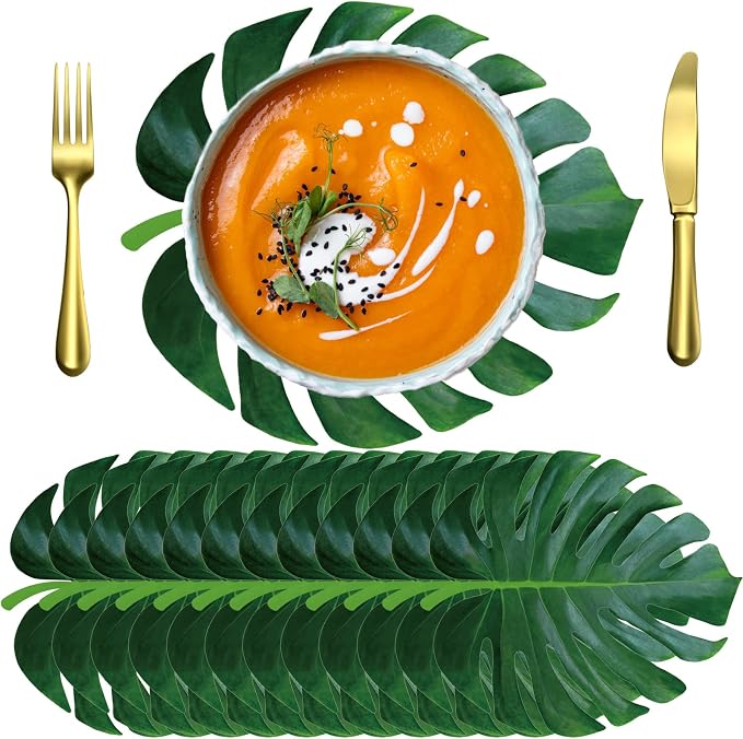 Sinmoe 100 Pcs Disposable Paper Placemats Bulk,Green,Palm Leaf | Paper Charger Place Mat Party Charger Plates Table Place Mats for Dinner Wedding Birthday Baby Shower Spring Dining Tableware