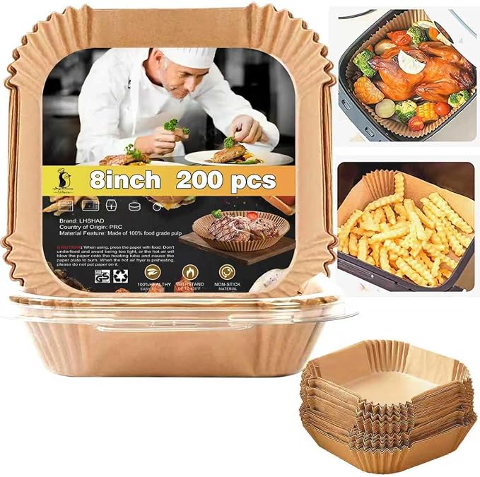 Air Fryer Liners Disposable for Instant Pot Vortex Plus 6QT XL Air Fryer, Instant Pot 6 QT Air Fryer Liners, 200Pcs Parchment Paper Liners for 6-8qt Air Fryer