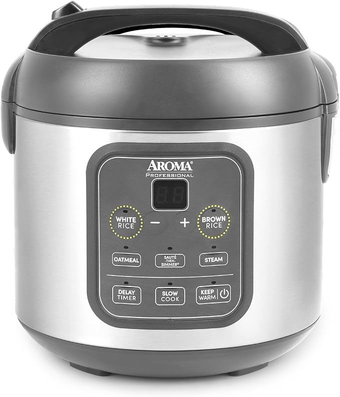 AROMA Professional Digital Rice Cooker, Multicooker, 4-Cup (Uncooked) / 8-Cup (Cooked), Steamer, Slow Cooker, Grain Cooker, 2Qt, Stainless Steel Exterior, ARC-994SG