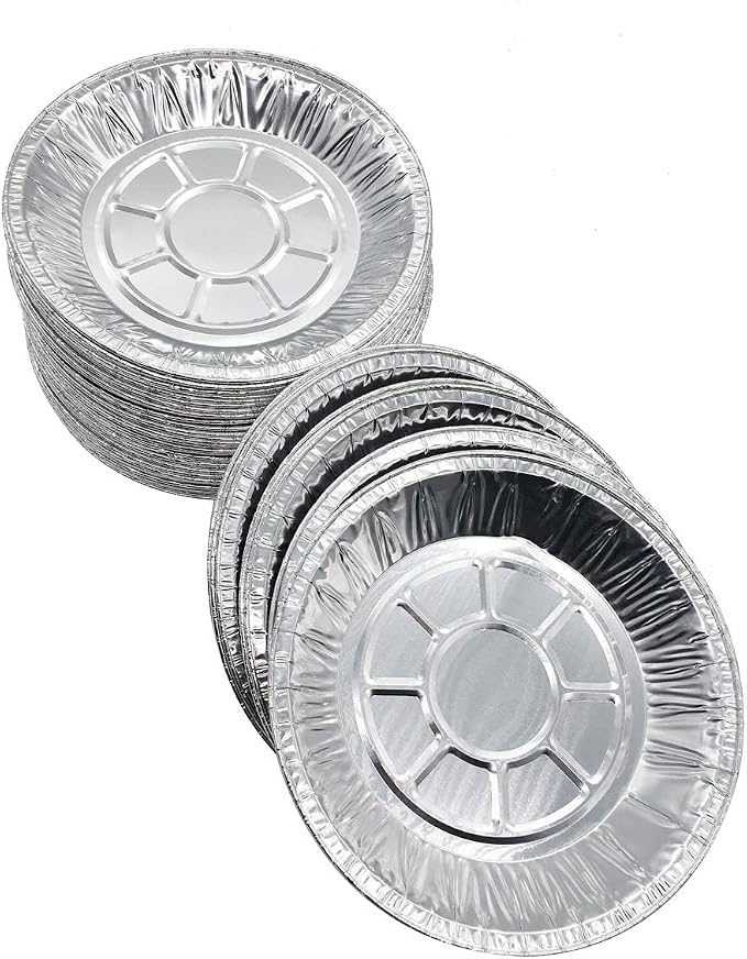 Premium 6" Aluminum Foil Pie Pans 50pcs/set. Disposable Tin Plates for Pies Tart Quiche Siliver